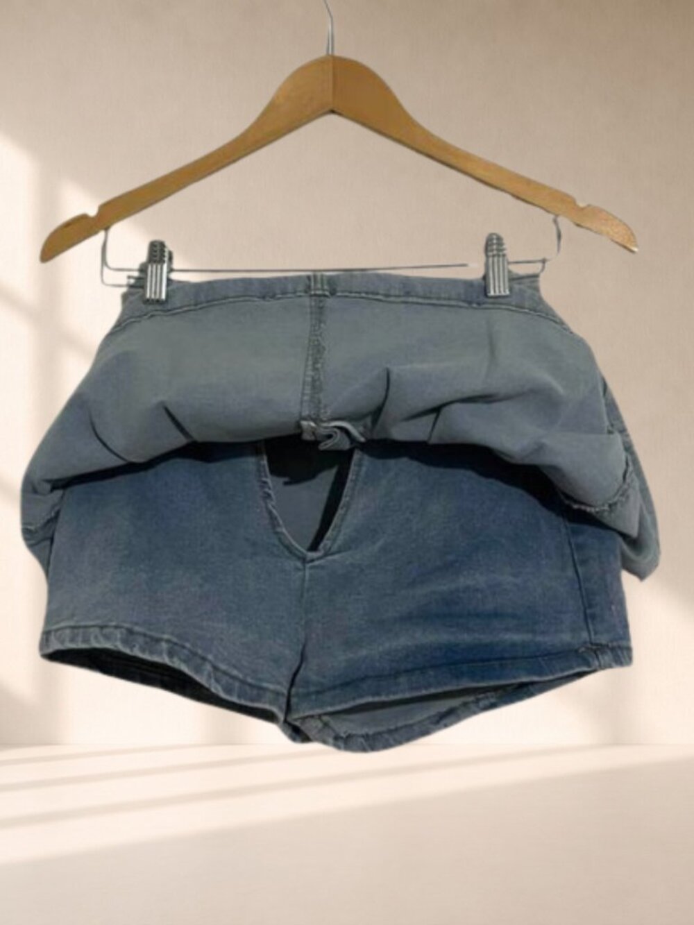 Shein High Waist Pleated Denim Skort Size 28 Y2K Mini Jean Skirt Shorts Festival - Picture 7 of 10